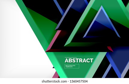 Tech futuristic geometric 3d shapes, minimal abstract background. Vector illustration