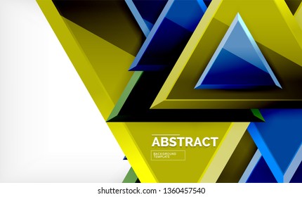 Tech futuristic geometric 3d shapes, minimal abstract background. Vector illustration