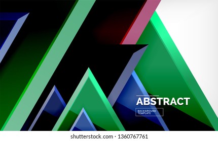 Tech futuristic geometric 3d shapes, minimal abstract background. Vector illustration