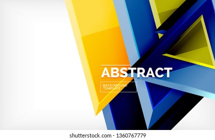 Tech futuristic geometric 3d shapes, minimal abstract background. Vector illustration