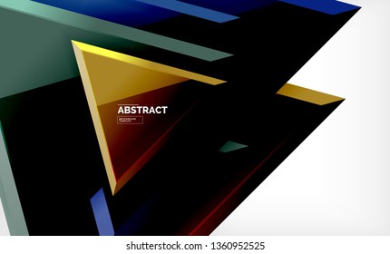 Tech futuristic geometric 3d shapes, minimal abstract background. Vector illustration