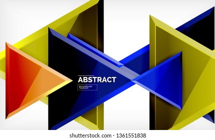 Tech futuristic geometric 3d shapes, minimal abstract background. Vector illustration
