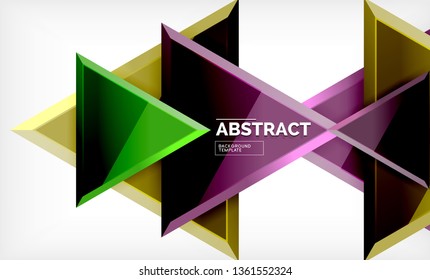 Tech futuristic geometric 3d shapes, minimal abstract background. Vector illustration