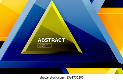 Tech futuristic geometric 3d shapes, minimal abstract background. Vector illustration