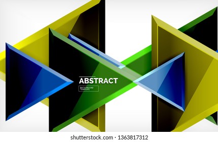 Tech futuristic geometric 3d shapes, minimal abstract background. Vector illustration