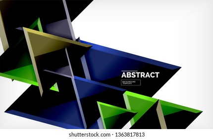 Tech futuristic geometric 3d shapes, minimal abstract background. Vector illustration