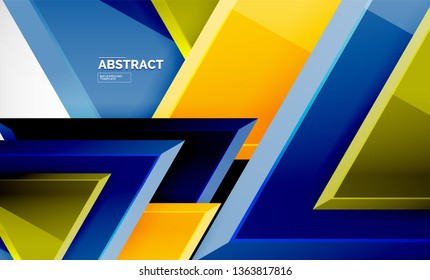 Tech futuristic geometric 3d shapes, minimal abstract background. Vector illustration