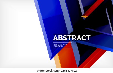 Tech futuristic geometric 3d shapes, minimal abstract background. Vector illustration