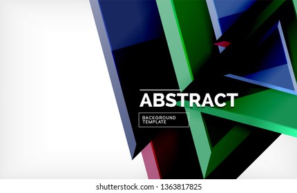 Tech futuristic geometric 3d shapes, minimal abstract background. Vector illustration