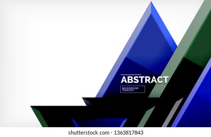 Tech futuristic geometric 3d shapes, minimal abstract background. Vector illustration