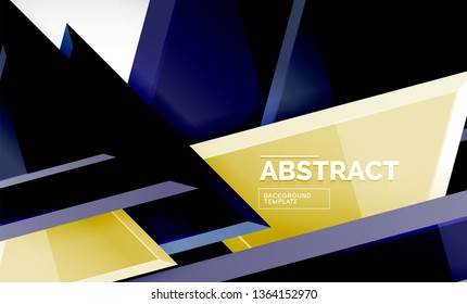 Tech futuristic geometric 3d shapes, minimal abstract background. Vector illustration
