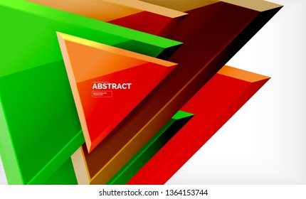 Tech futuristic geometric 3d shapes, minimal abstract background. Vector illustration