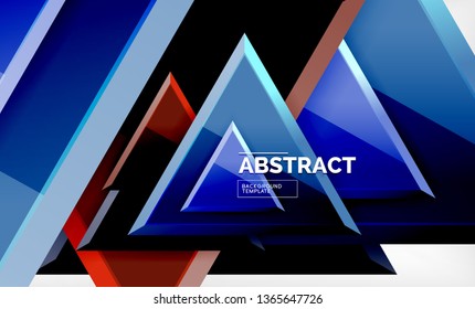Tech futuristic geometric 3d shapes, minimal abstract background. Vector illustration