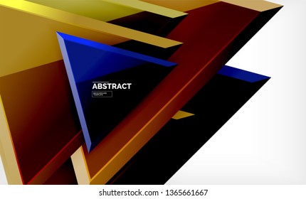 Tech futuristic geometric 3d shapes, minimal abstract background. Vector illustration
