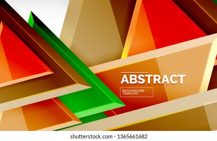 Tech futuristic geometric 3d shapes, minimal abstract background. Vector illustration