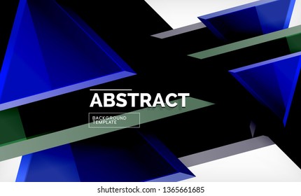 Tech futuristic geometric 3d shapes, minimal abstract background. Vector illustration