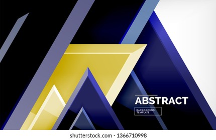 Tech futuristic geometric 3d shapes, minimal abstract background. Vector illustration