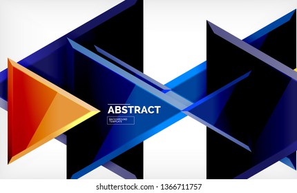 Tech futuristic geometric 3d shapes, minimal abstract background. Vector illustration
