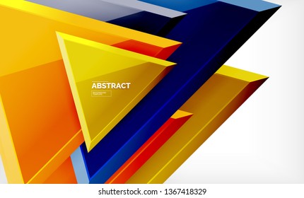 Tech futuristic geometric 3d shapes, minimal abstract background. Vector illustration