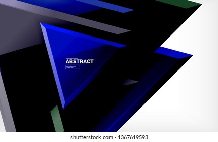 Tech futuristic geometric 3d shapes, minimal abstract background. Vector illustration