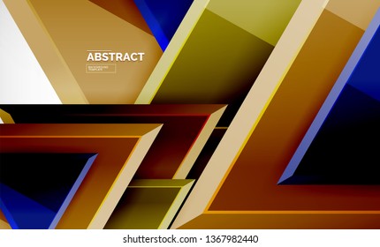 Tech futuristic geometric 3d shapes, minimal abstract background. Vector illustration