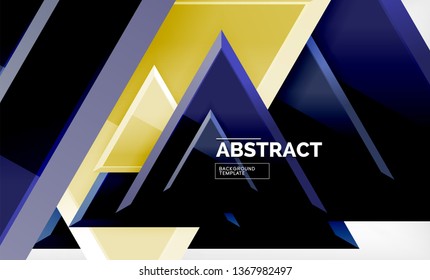 Tech futuristic geometric 3d shapes, minimal abstract background. Vector illustration