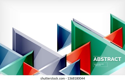 Tech futuristic geometric 3d shapes, minimal abstract background. Vector illustration