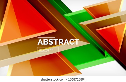 Tech futuristic geometric 3d shapes, minimal abstract background. Vector illustration