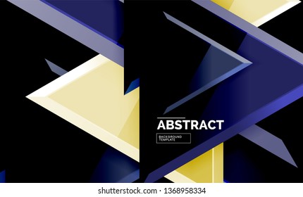 Tech futuristic geometric 3d shapes, minimal abstract background. Vector illustration