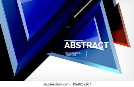 Tech futuristic geometric 3d shapes, minimal abstract background. Vector illustration