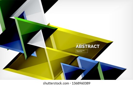Tech futuristic geometric 3d shapes, minimal abstract background. Vector illustration
