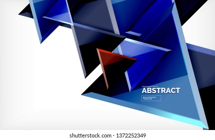 Tech futuristic geometric 3d shapes, minimal abstract background. Vector illustration