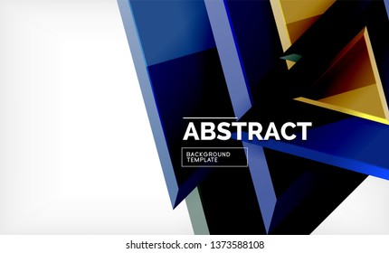 Tech futuristic geometric 3d shapes, minimal abstract background. Vector illustration