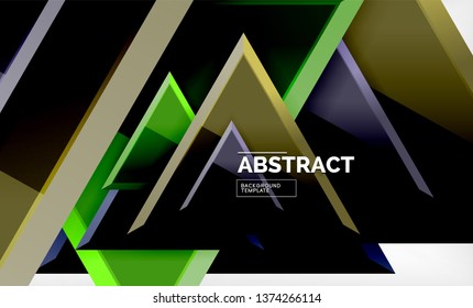Tech futuristic geometric 3d shapes, minimal abstract background. Vector illustration