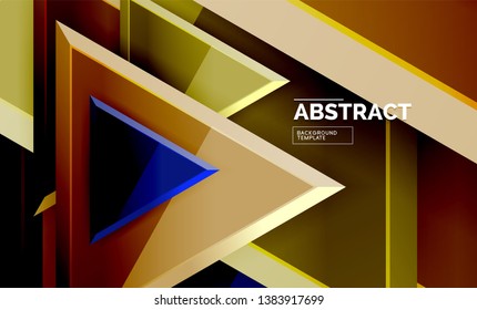Tech futuristic geometric 3d shapes, minimal abstract background. Vector illustration