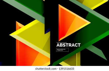 Tech futuristic geometric 3d shapes, minimal abstract background. Vector illustration