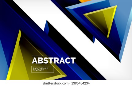 Tech futuristic geometric 3d shapes, minimal abstract background. Vector illustration