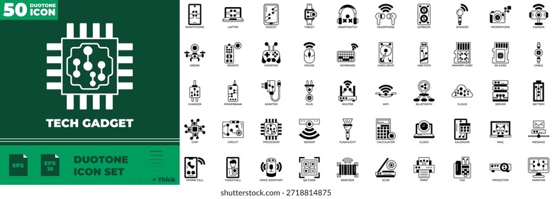 Conjunto de iconos editables de Duotone de gadget técnico