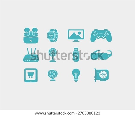 tech and gadget icon set illustration