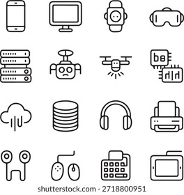 Symbolsatz für technische Gadgets und Geräte