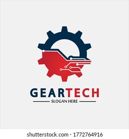 Tech gear logo vector design template. Technology Logo Template Design Vector, Emblem, Design Concept, Creative Symbol, Icon