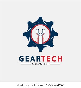 Tech gear logo vector design template. Technology Logo Template Design Vector, Emblem, Design Concept, Creative Symbol, Icon
