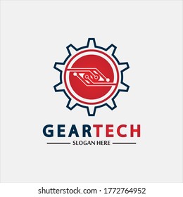 Tech gear logo vector design template. Technology Logo Template Design Vector, Emblem, Design Concept, Creative Symbol, Icon