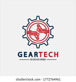 Tech gear logo vector design template. Technology Logo Template Design Vector, Emblem, Design Concept, Creative Symbol, Icon