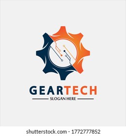 Tech gear logo vector design template. Technology Logo Template Design Vector, Emblem, Design Concept, Creative Symbol, Icon
