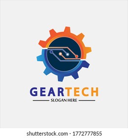 Tech gear logo vector design template. Technology Logo Template Design Vector, Emblem, Design Concept, Creative Symbol, Icon