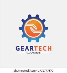 Tech gear logo vector design template. Technology Logo Template Design Vector, Emblem, Design Concept, Creative Symbol, Icon