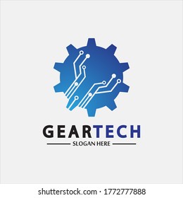 Tech gear logo vector design template. Technology Logo Template Design Vector, Emblem, Design Concept, Creative Symbol, Icon