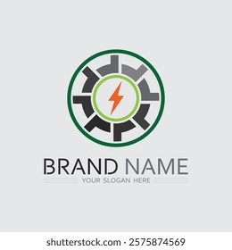Tech gear logo vector design template. Technology Logo Template Design Vector, Emblem, Design Concept, Creative Symbol, Icon