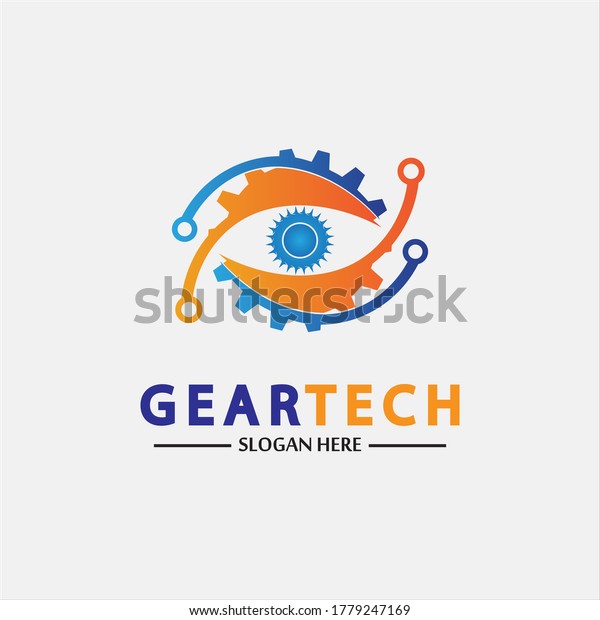 Tech gear logo vector design template. Technology\
Logo Template Design Vector, Emblem, Design Concept, Creative\
Symbol, Icon